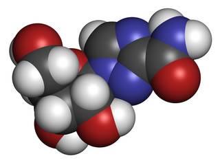 Ribavirin antiviral drug molecule.