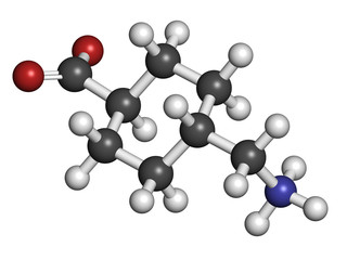 Tranexamic acid antifibrinolytic drug molecule.