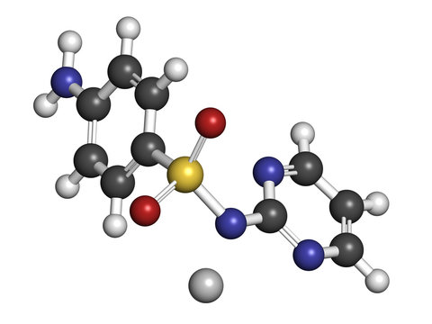 Silver sulfadiazine topical antibacterial drug molecule.