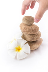 Naklejka na ściany i meble isolated of the balance stones with Frangipani flower is zen for