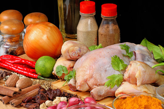 chicken raw and spices
