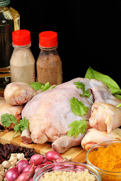 chicken raw and spices