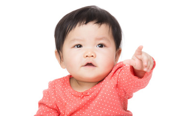 Asian baby girl finger point to front