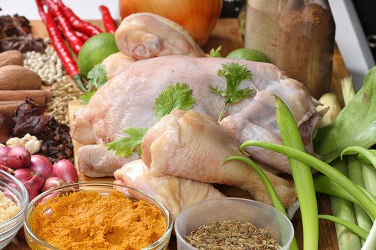 chicken raw and spices