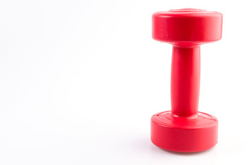 Red dumbells weight isolated on white background