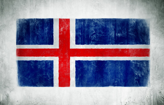 Painting Of The National Flag Of Iceland