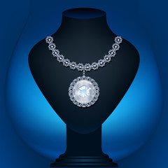 mannequin jewelry backlit with a blue background - 62761850