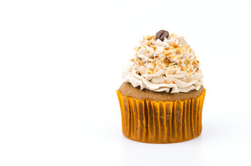 Coffee cupcake isolated white background
