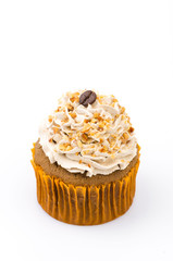 Coffee cupcake isolated white background