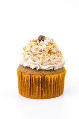Coffee cupcake isolated white background
