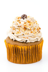 Coffee cupcake isolated white background