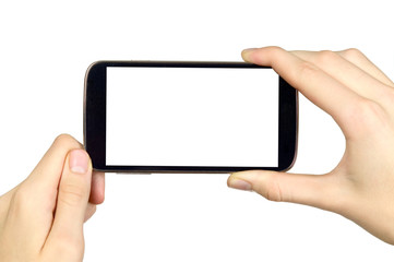 Man is holding smartphone