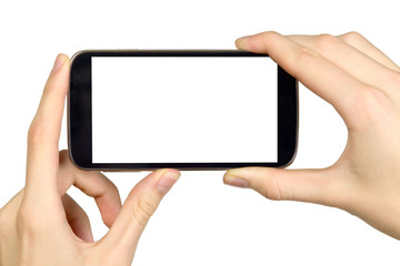 Man is holding smartphone