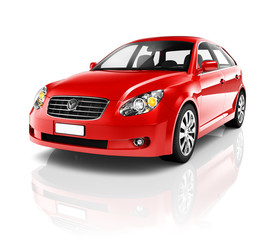 3D Red Sedan Car