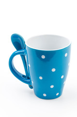 Polka mug cup isolated white background