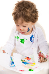 Toddler boy painting