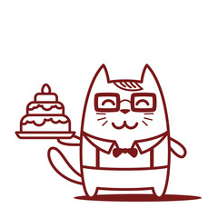 Character teacher in a business suit with suspenders line art