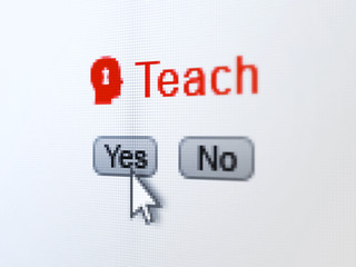 Education concept: Head With Keyhole icon and Teach on digital