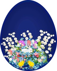 wielkanocna kompozycja z zającem i kurczakami, © klatki