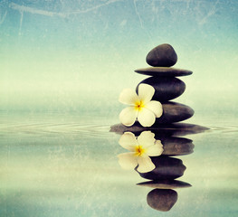 Obraz na płótnie Canvas Zen kamienie z frangipani