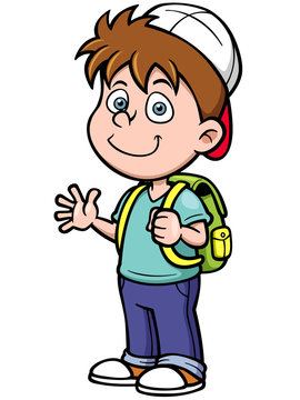 Vector illustration of boy go to school