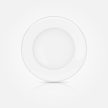 White clean plate on a white background