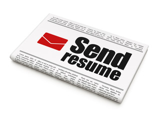 Business concept: newspaper with Send Resume and Email