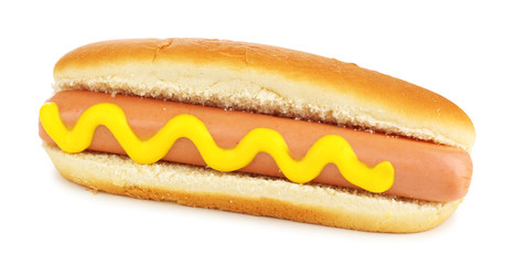 Tasty hot dog isolated on white