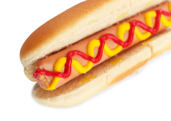 Tasty hot dog isolated on white