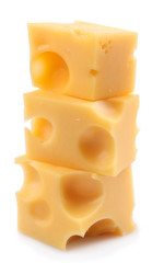 Pieces of cheese, isolated on white