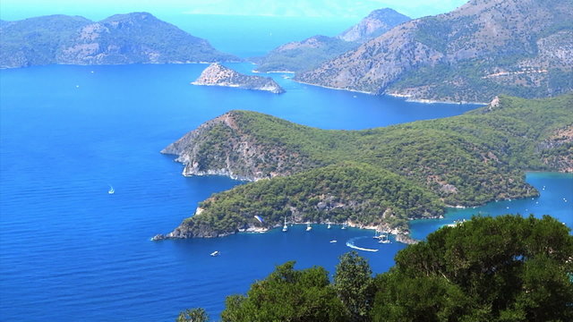 Panorama of coastline landscape of mediterranean sea turkey