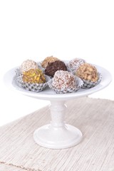 Set of chocolate candies isolated on white