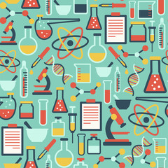 seamless pattern with flat science icons