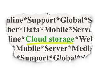 Cloud networking concept: Cloud Storage on Paper background