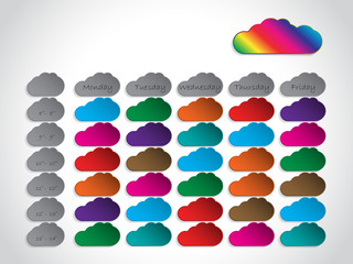 Timetable background design with color clouds