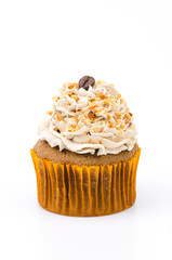 Coffee cupcake isolated white background