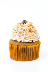 Coffee cupcake isolated white background