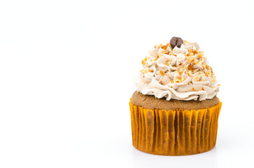 Coffee cupcake isolated white background