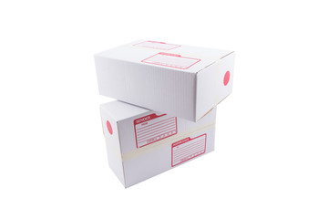 isolated of the white box for packaging with shipping from post