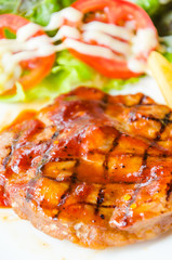Barbecue grilled pork steak