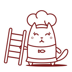 Character chef in a chef's hat line art