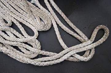 Fototapeta premium Close-up shot of rope. Taken at a shipyard.