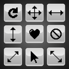 Pixel cursors icons. Design for your business.