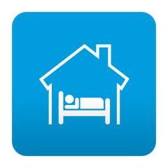 Etiqueta estilo app azul simbolo hotel - obrazy, fototapety, plakaty