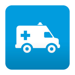 Etiqueta tipo app azul simbolo ambulancia