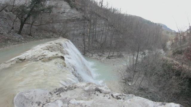 Water falling over cascades in Poggio alla Lastra,  Italy