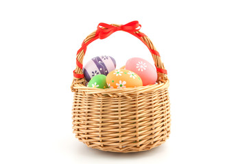 Easter eggs in basket