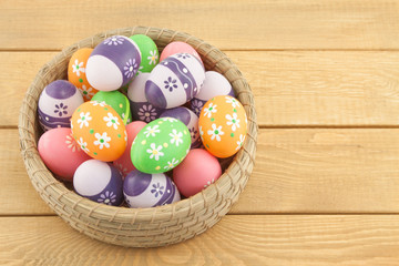 Easter eggs in basket