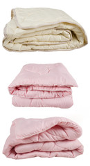set of pink and beige blankets