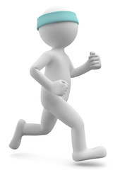 Jogger mit blauem Stirnband